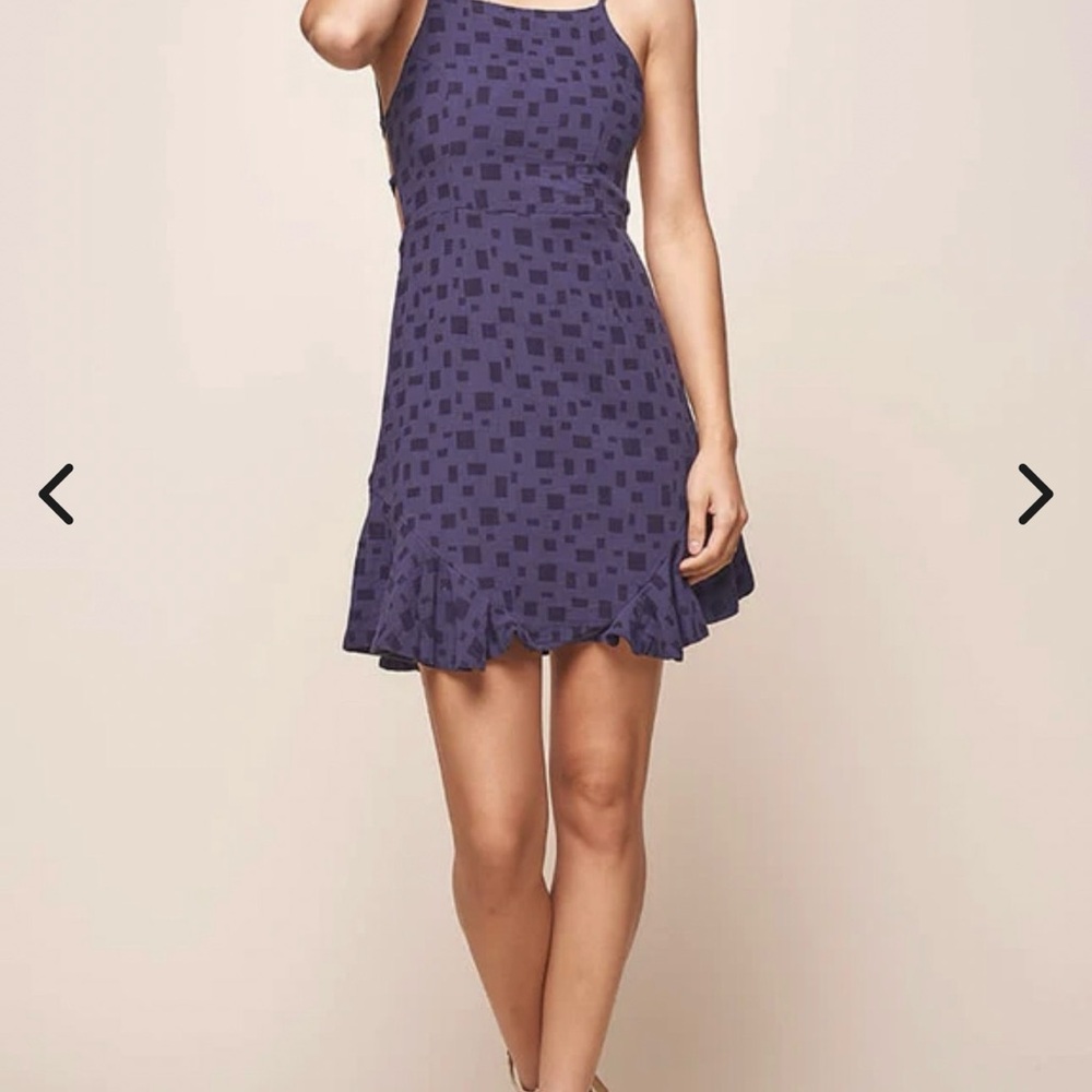 Selfie Leslie -Navy Blue Laura Strappy Back Patterned Women's Dress - Size Small
